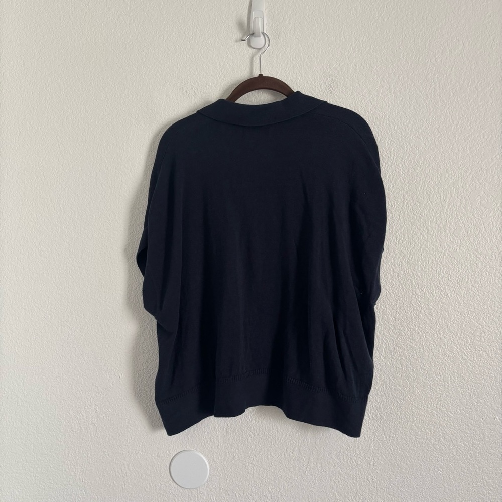 Banana Republic Size XS/S Navy Blue Oversized Johnny-Collar Short Sleeve Sweater - Picture 5 of 5